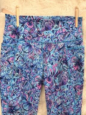 Lilly Pulitzer Botanical Leggings. So cute.   Blue with Pink and Purple Accents